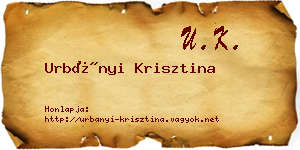 Urbányi Krisztina névjegykártya