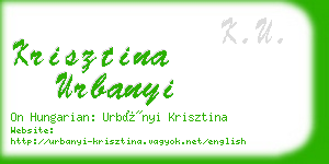 krisztina urbanyi business card